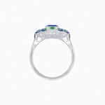Load image into Gallery viewer, Geometric Art Deco-Style Ring with French-Cut Accents Custom Center Stone Mounting | Hand-Applied Milgrain Detailing