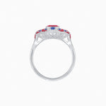 Load image into Gallery viewer, Geometric Art Deco-Style Ring with French-Cut Accents Custom Center Stone Mounting | Hand-Applied Milgrain Detailing