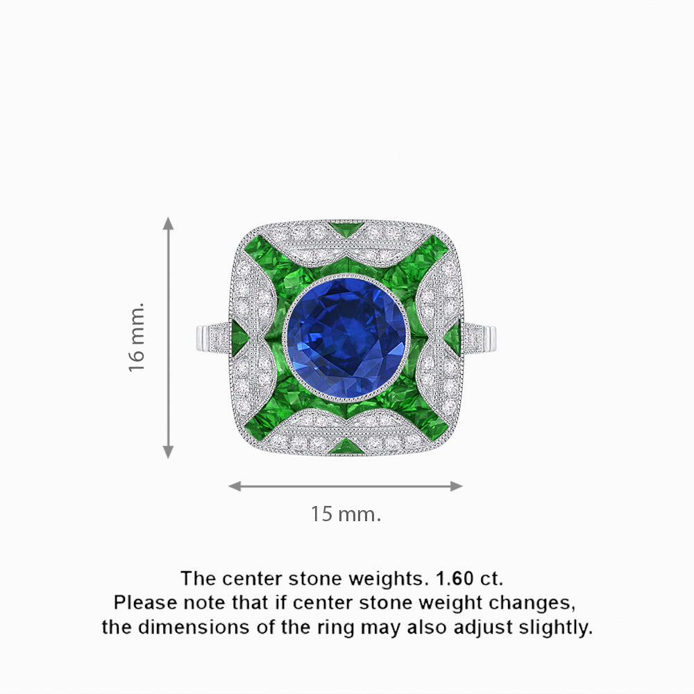 Art Deco Style Geometric Engagement Ring With Gemstone