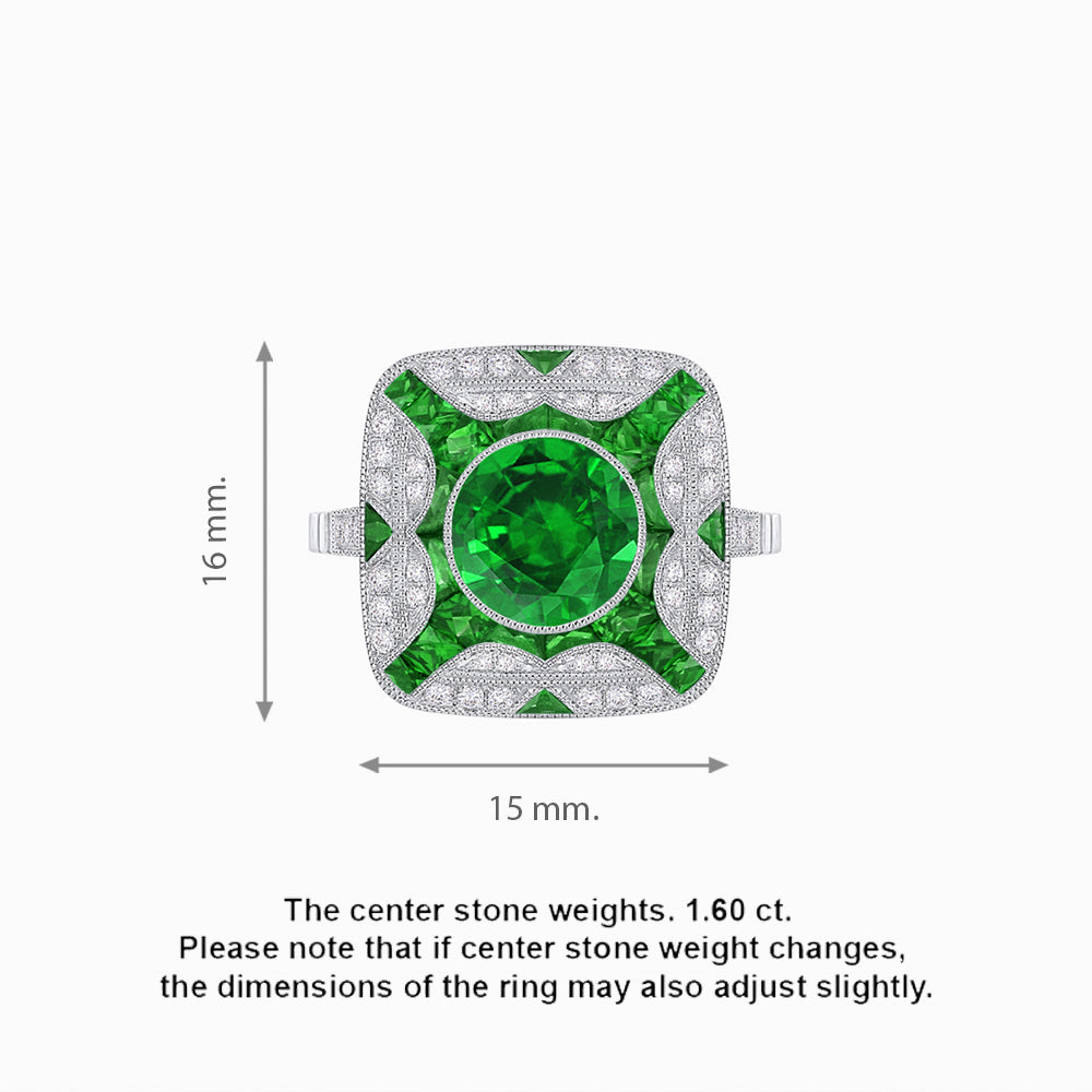 Art Deco Style Geometric Engagement Ring With Gemstone