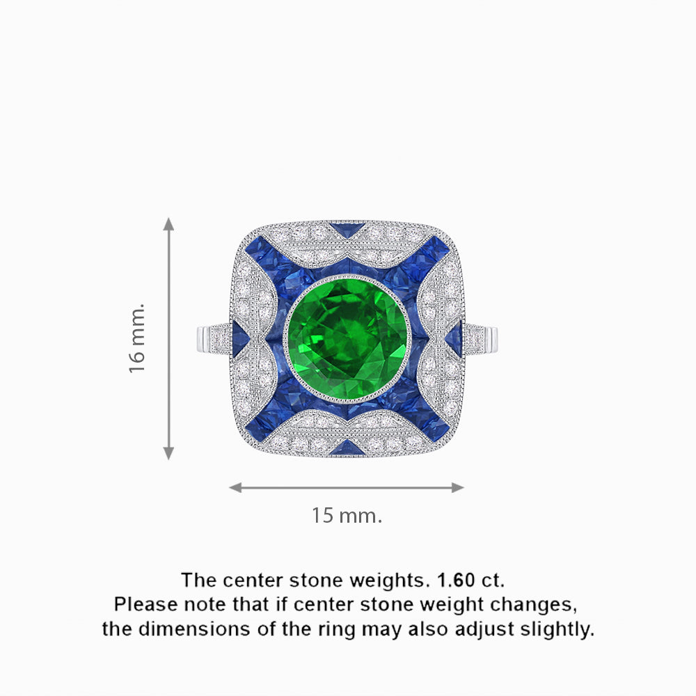 Art Deco Style Geometric Engagement Ring With Gemstone