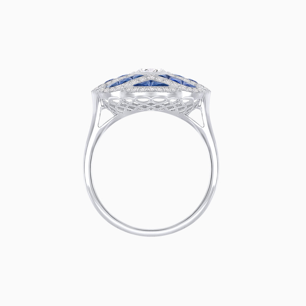Art Deco Inspired Marquise Cut Sea Wave Design Gemstone Ring