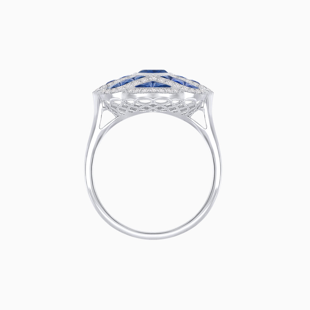 Art Deco Inspired Marquise Cut Sea Wave Design Gemstone Ring