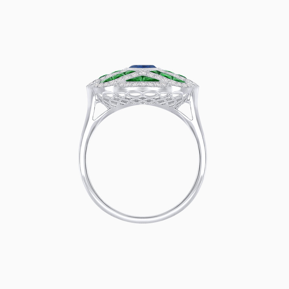 Art Deco Inspired Marquise Cut Sea Wave Design Gemstone Ring