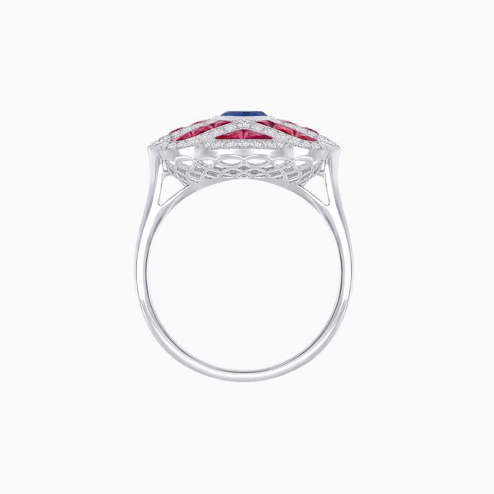 Art Deco Inspired Marquise Cut Sea Wave Design Gemstone Ring