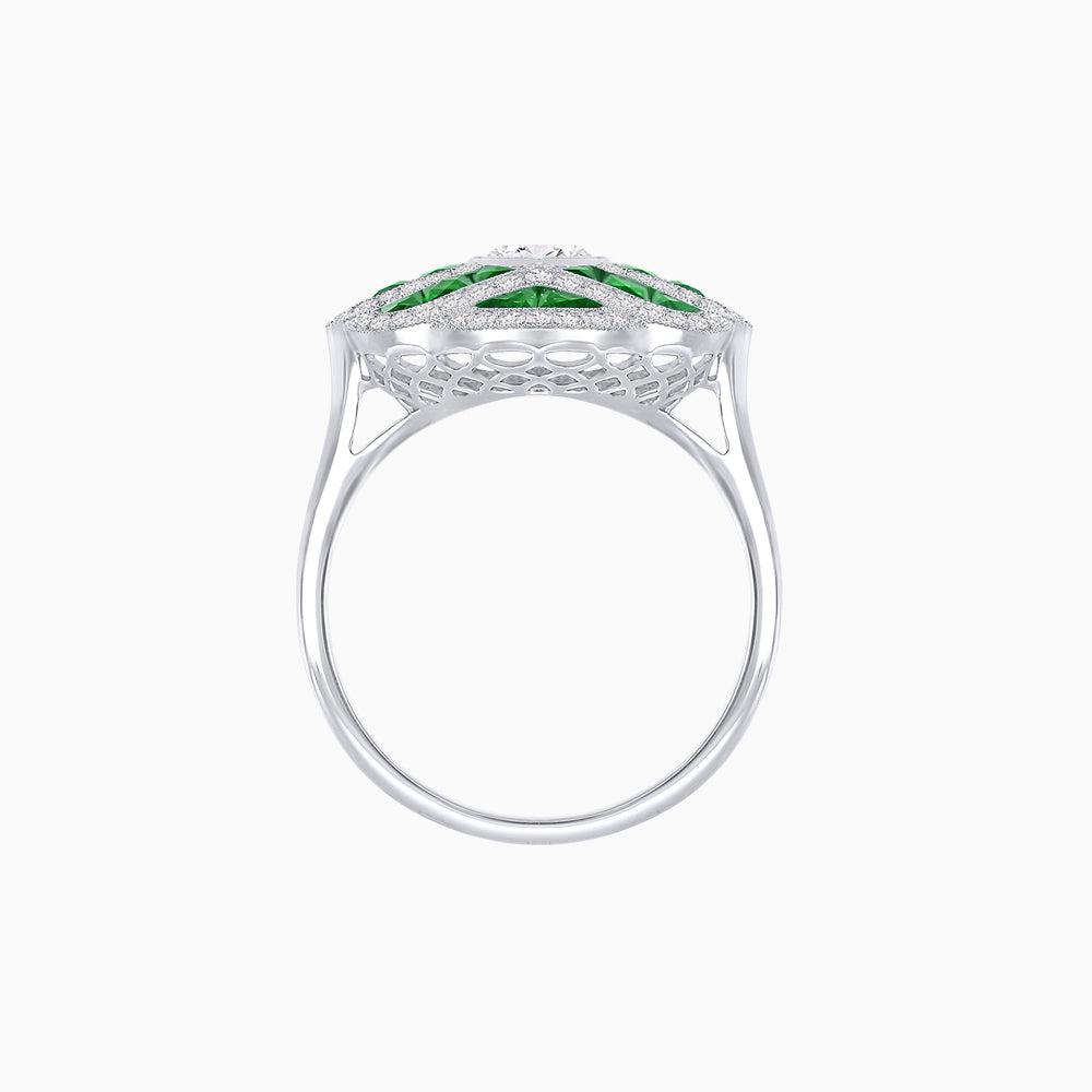 Art Deco Inspired Marquise Cut Sea Wave Design Gemstone Ring