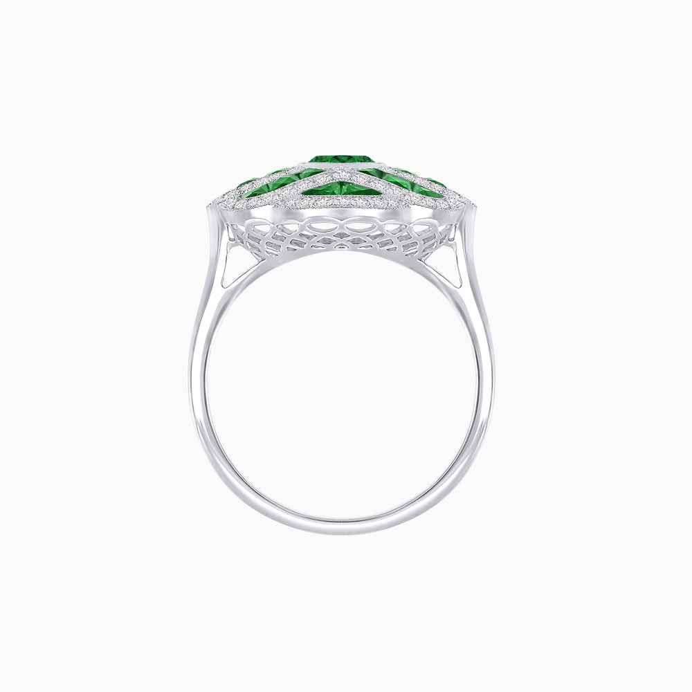 Art Deco Inspired Marquise Cut Sea Wave Design Gemstone Ring