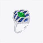 Load image into Gallery viewer, Art Deco Inspired Marquise Cut Sea Wave Design Gemstone Ring