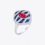 Load image into Gallery viewer, Art Deco Inspired Marquise Cut Sea Wave Design Gemstone Ring