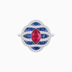 Load image into Gallery viewer, Art Deco Inspired Marquise Cut Sea Wave Design Gemstone Ring