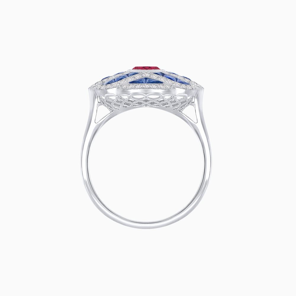 Art Deco Inspired Marquise Cut Sea Wave Design Gemstone Ring