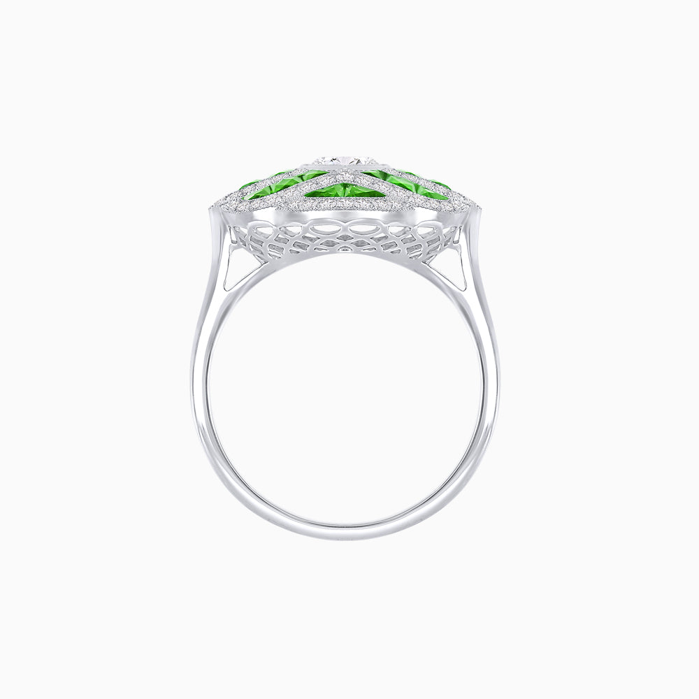 Art Deco Inspired Marquise Cut Sea Wave Design Gemstone Ring