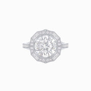 Vintage-Inspired Dodecagon Halo Engagement Ring Mounting