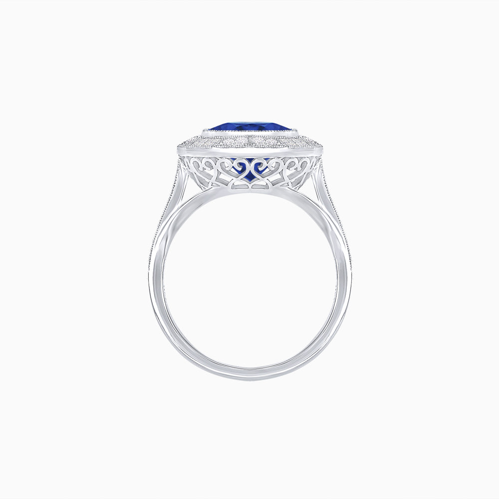 Vintage-Inspired Dodecagon Halo Engagement Ring Mounting