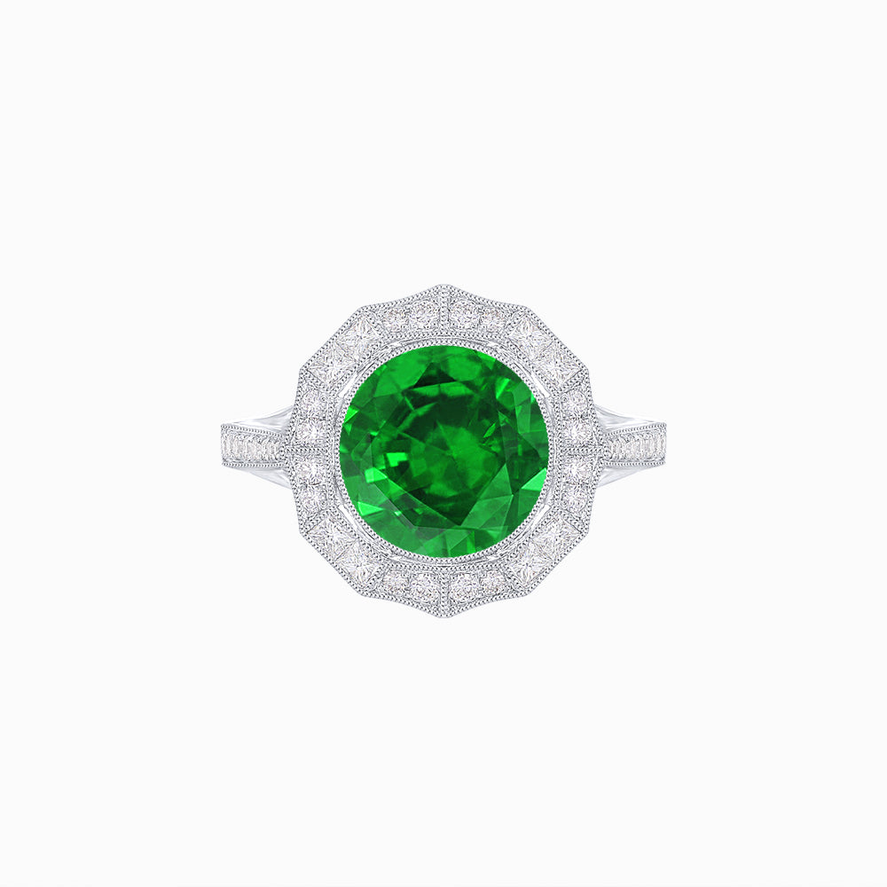 Vintage-Inspired Dodecagon Halo Engagement Ring Mounting