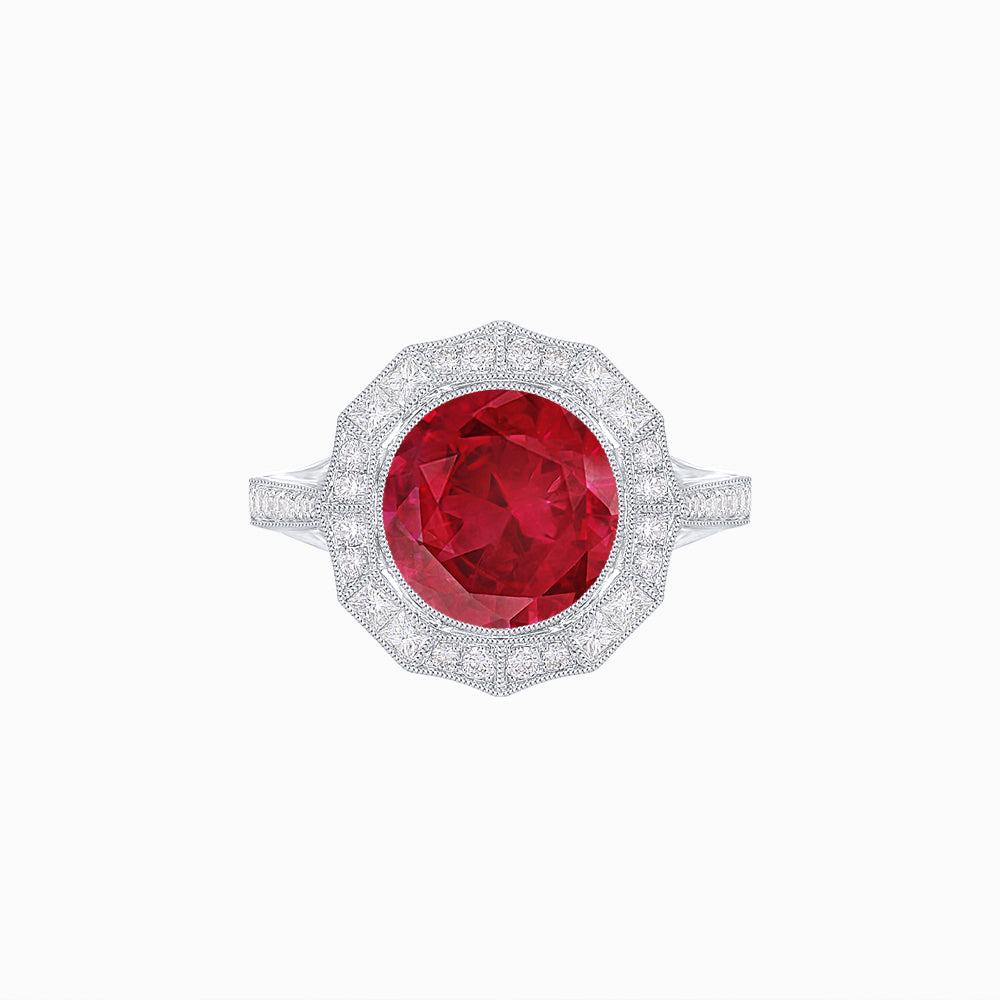 Vintage-Inspired Dodecagon Halo Engagement Ring Mounting