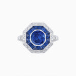 Load image into Gallery viewer, Art Deco Inspired Octagonal French-Cut Gemstone Ring