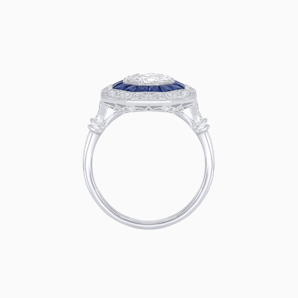 Art Deco Inspired Octagonal French-Cut Gemstone Ring