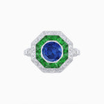 Load image into Gallery viewer, Art Deco Inspired Octagonal French-Cut Gemstone Ring