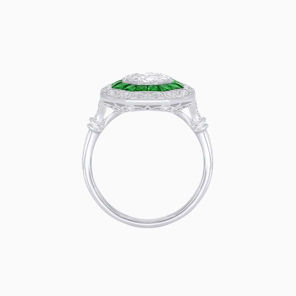 Art Deco Inspired Octagonal French-Cut Gemstone Ring