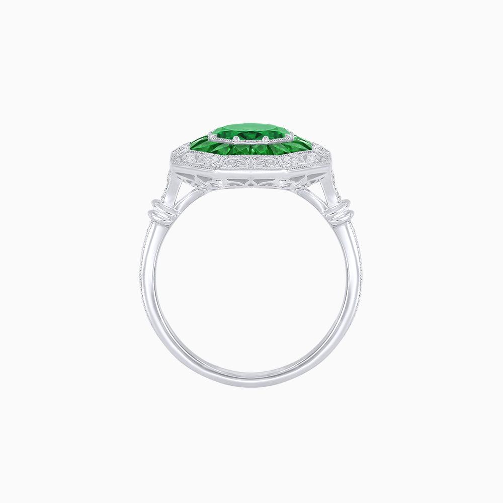Art Deco Inspired Octagonal French-Cut Gemstone Ring