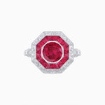 Load image into Gallery viewer, Art Deco Inspired Octagonal French-Cut Gemstone Ring