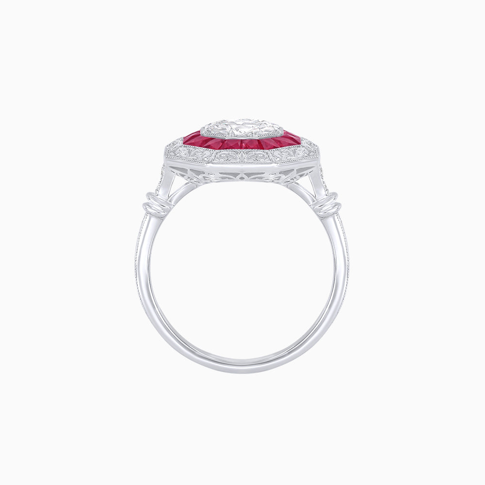 Art Deco Inspired Octagonal French-Cut Gemstone Ring