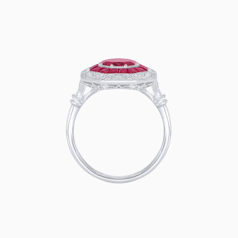 Art Deco Inspired Octagonal French-Cut Gemstone Ring