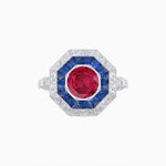 Load image into Gallery viewer, Art Deco Inspired Octagonal French-Cut Gemstone Ring