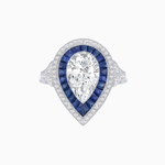 Load image into Gallery viewer, Art Deco Inspired Pear Cut Gemstone Double Halo Ring
