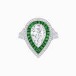 Load image into Gallery viewer, Art Deco Inspired Pear Cut Gemstone Double Halo Ring