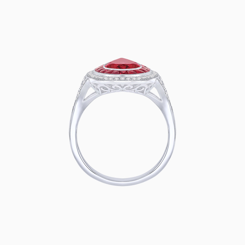 Art Deco Inspired Pear Cut Gemstone Double Halo Ring