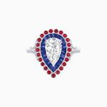 Load image into Gallery viewer, Vintage Style Pear Shape Mosaic Ring with French-Cut and Cabochon Borders