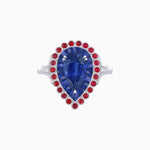 Load image into Gallery viewer, Vintage Style Pear Shape Mosaic Ring with French-Cut and Cabochon Borders