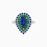 Load image into Gallery viewer, Vintage Style Pear Shape Mosaic Ring with French-Cut and Cabochon Borders