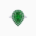 Load image into Gallery viewer, Vintage Style Pear Shape Mosaic Ring with French-Cut and Cabochon Borders