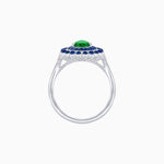 Load image into Gallery viewer, Vintage Style Pear Shape Mosaic Ring with French-Cut and Cabochon Borders