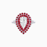 Load image into Gallery viewer, Vintage Style Pear Shape Mosaic Ring with French-Cut and Cabochon Borders