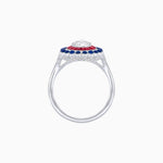 Load image into Gallery viewer, Vintage Style Pear Shape Mosaic Ring with French-Cut and Cabochon Borders