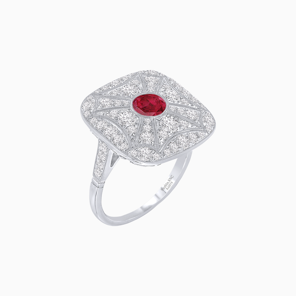 Vintage-Inspired Cushion-Shaped Diamond Ring Mounting  Artisan Milgrain | Timeless Geometry | Customizable Center Stone