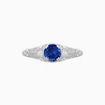 Load image into Gallery viewer, Vintage-Inspired Round Cut Ring with Tapered Diamond Accents and Hand-Engraved Details