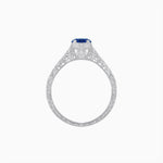 Load image into Gallery viewer, Vintage-Inspired Round Cut Ring with Tapered Diamond Accents and Hand-Engraved Details