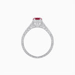 Load image into Gallery viewer, Vintage-Inspired Round Cut Ring with Tapered Diamond Accents and Hand-Engraved Details