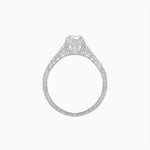 Load image into Gallery viewer, Vintage-Inspired Round Cut Ring with Tapered Diamond Accents and Hand-Engraved Details