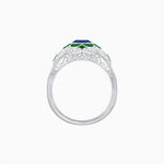 Load image into Gallery viewer, Vintage Floral Halo Ring Mounting with Cushion Cut Center Stone and Diamond Accents