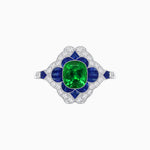 Load image into Gallery viewer, Vintage Floral Halo Ring Mounting with Cushion Cut Center Stone and Diamond Accents