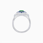 Load image into Gallery viewer, Vintage Floral Halo Ring Mounting with Cushion Cut Center Stone and Diamond Accents