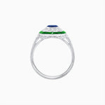 Load image into Gallery viewer, Art Deco Style Oval Ring with French-Cut Gemstone Halo and Diamond Accents