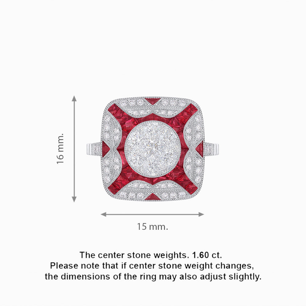 Art Deco Style Geometric Engagement Illusion Setting Ring