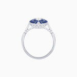 Load image into Gallery viewer, Art Deco Marquise Illusion Center Ring with Blue Sapphires and Diamonds in 18K White Gold
